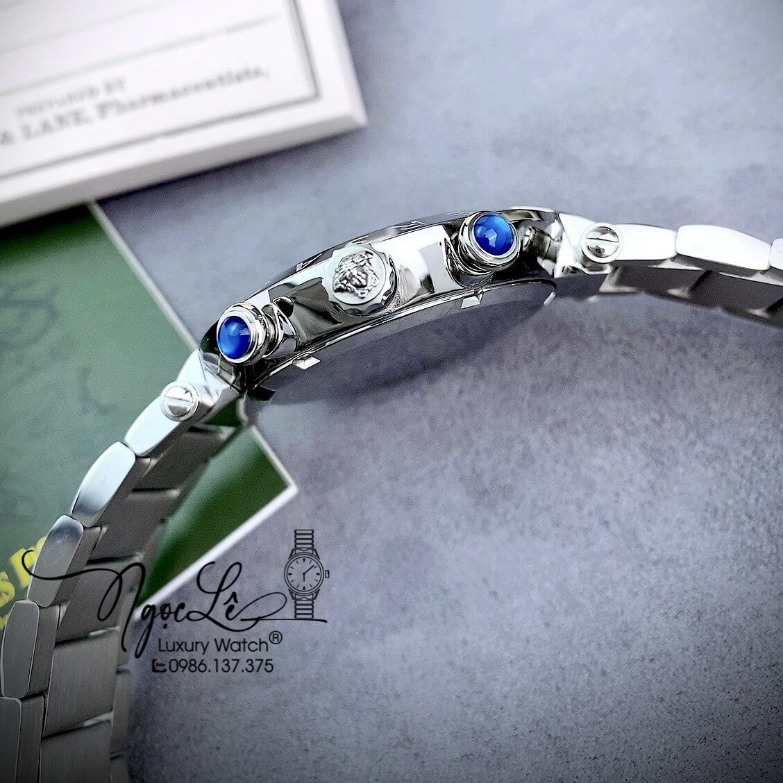 Đồng Hồ Nam Versace Reve Chrono Luminous Dây Kim Loại Bạc Mặt Đen Size 46mm