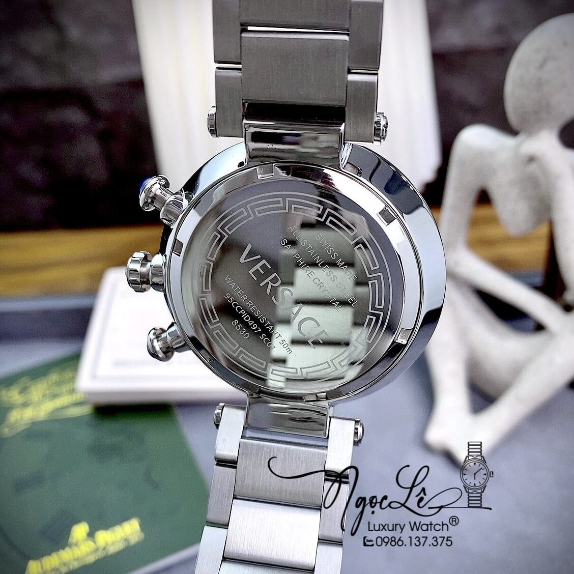 Đồng Hồ Nam Versace Reve Chrono Luminous Dây Kim Loại Bạc Mặt Trắng Size 46mm