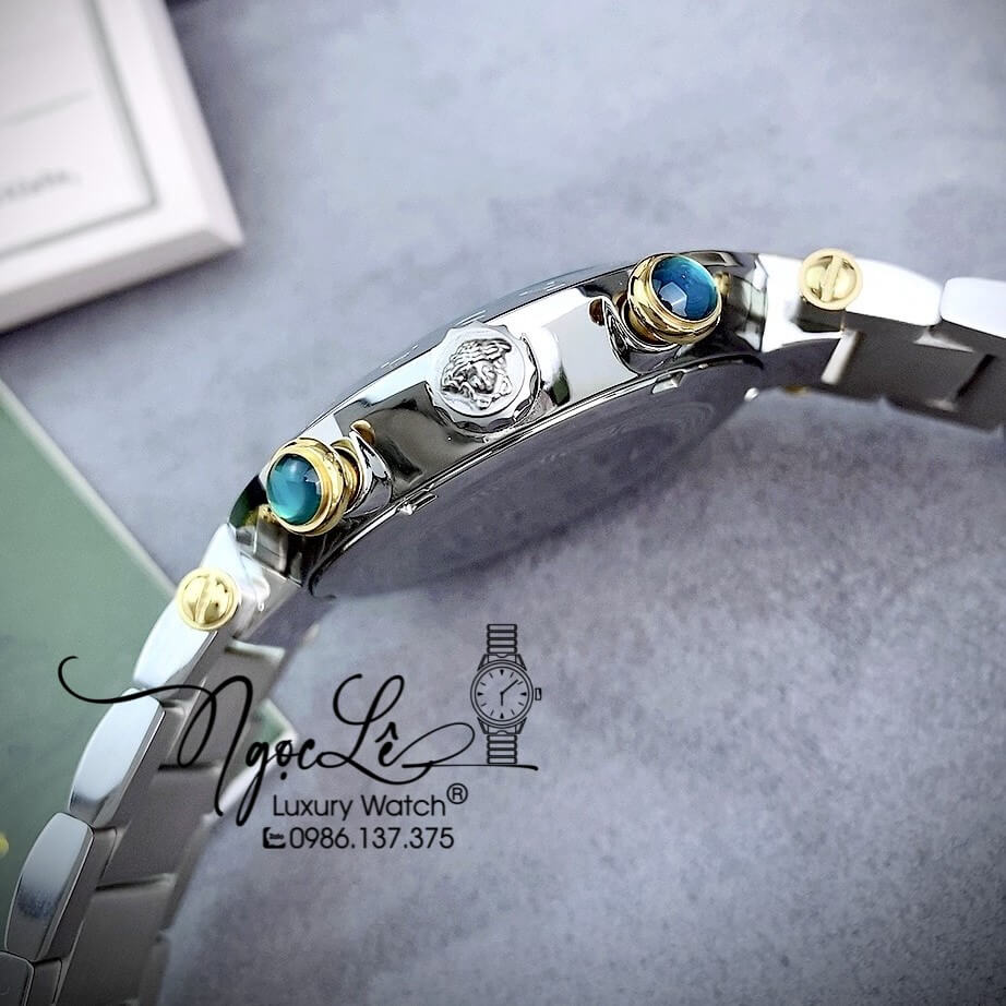 Đồng Hồ Nam Versace Reve Chrono Luminous Dây Kim Loại Demi Mặt Đen Size 46mm