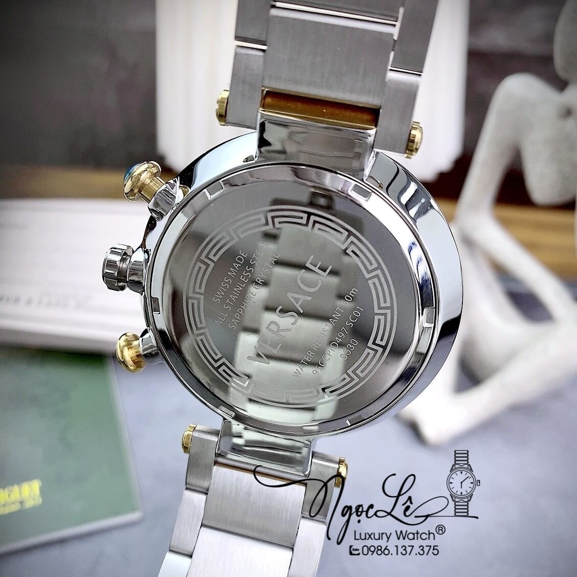 Đồng Hồ Nam Versace Reve Chrono Luminous Dây Kim Loại Demi Mặt Trắng Size 46mm
