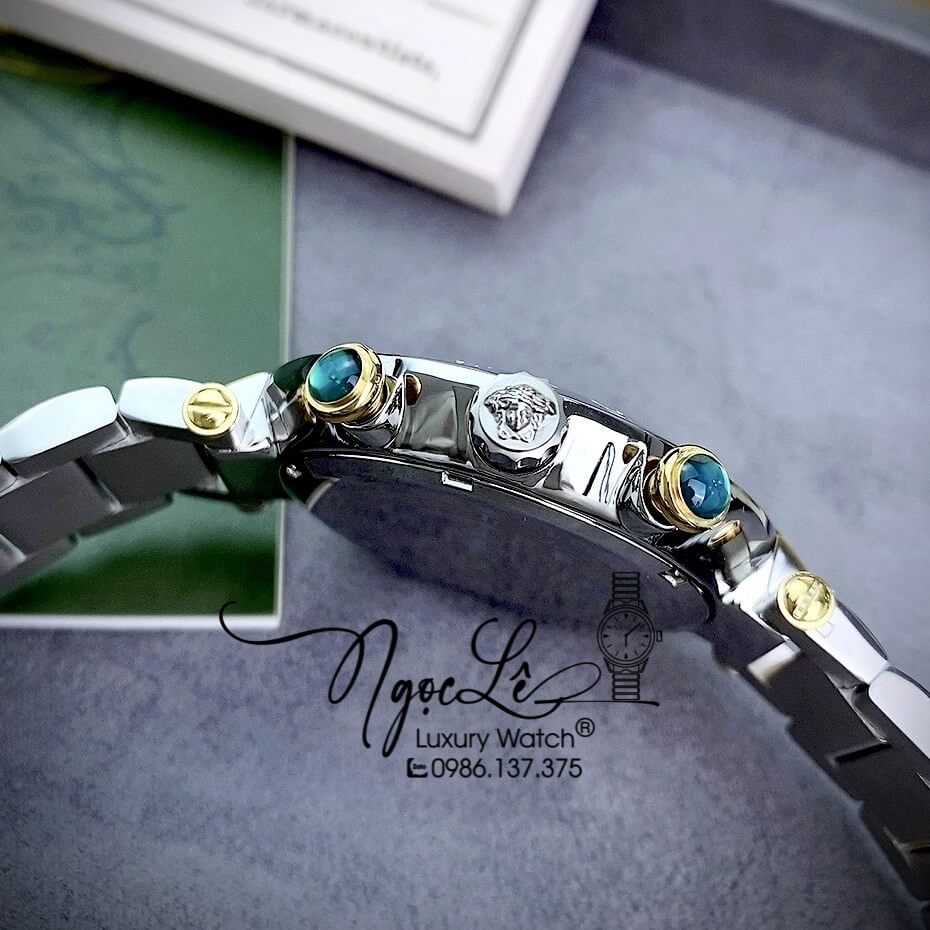Đồng Hồ Nam Versace Reve Chrono Luminous Dây Kim Loại Demi Mặt Trắng Size 46mm