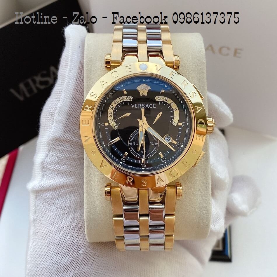 Đồng Hồ Nam Versace V-Race 6 Kim Demi Mặt Đen 45mm