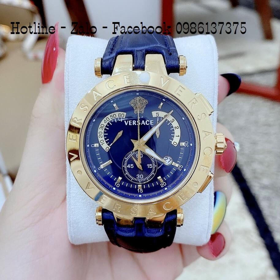 Đồng Hồ Nam Versace Aion Dây Da Xanh 6 Kim 44mm