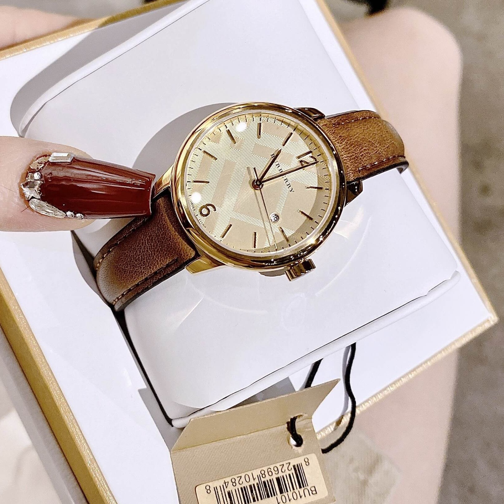 Đồng Hồ Nữ Burberry BU10101 Máy Thụy Sĩ Size 32mm - Dây Da Nâu Vỏ Vàng