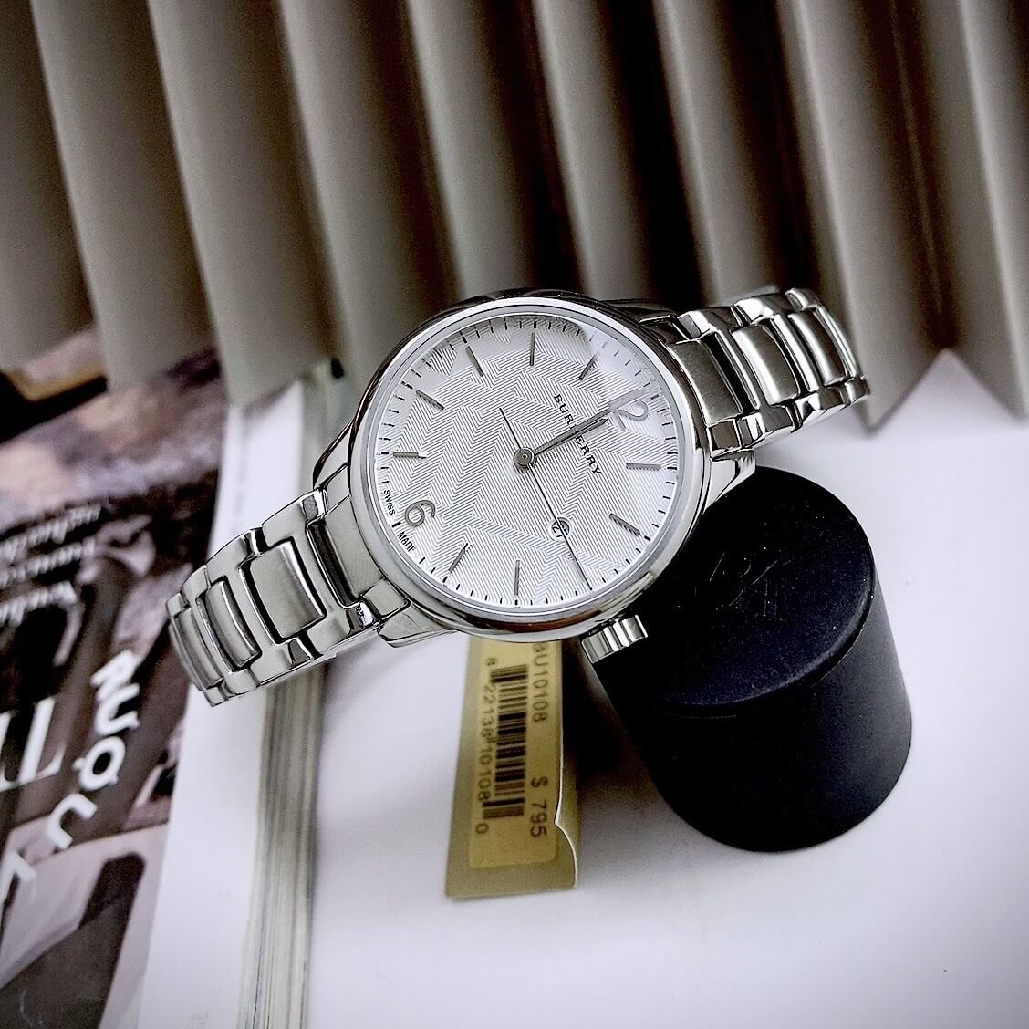 Đồng Hồ Nữ Burberry BU10108 Máy Thụy Sĩ Size 32mm - Dây Silver Mặt Trắng