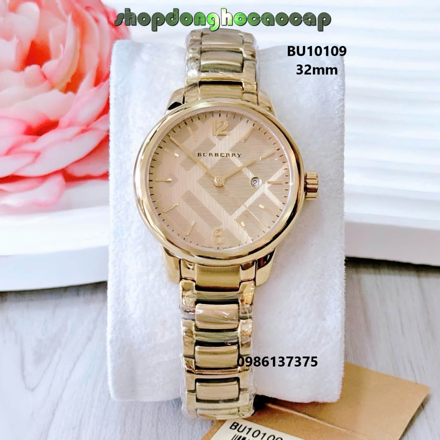 Đồng Hồ Nữ Burberry BU10109 Máy Thụy Sĩ Size 32mm - Dây Vàng Mặt Vàng