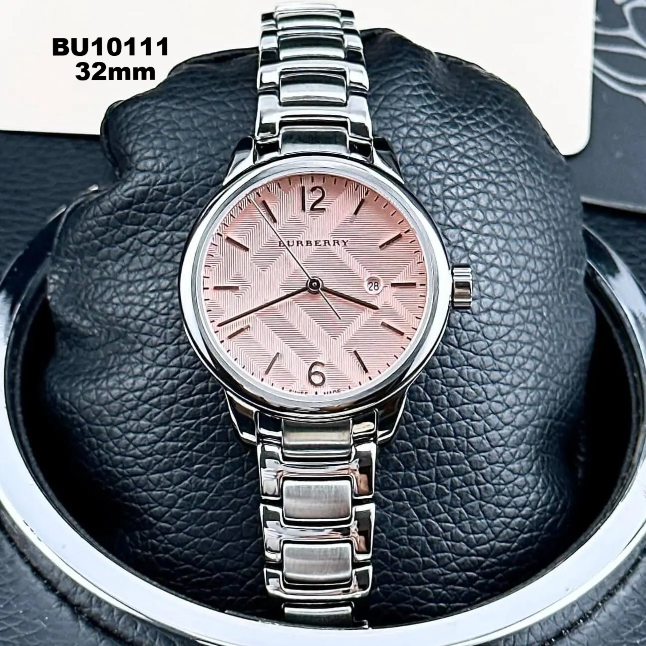 Đồng Hồ Nữ Burberry BU10111 Máy Thụy Sĩ Size 32mm - Dây Silver Mặt Hồng Cam Sữa Nhạt