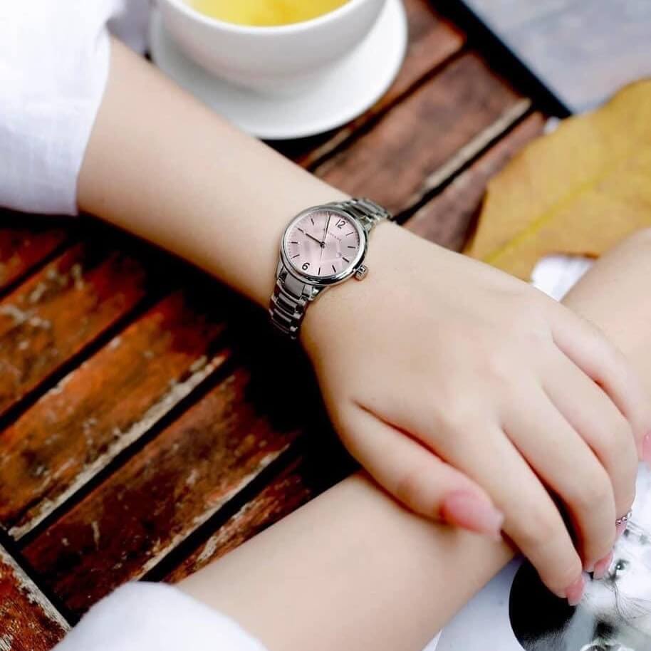Đồng Hồ Nữ Burberry BU10111 Máy Thụy Sĩ Size 32mm - Dây Silver Mặt Hồng Cam Sữa Nhạt