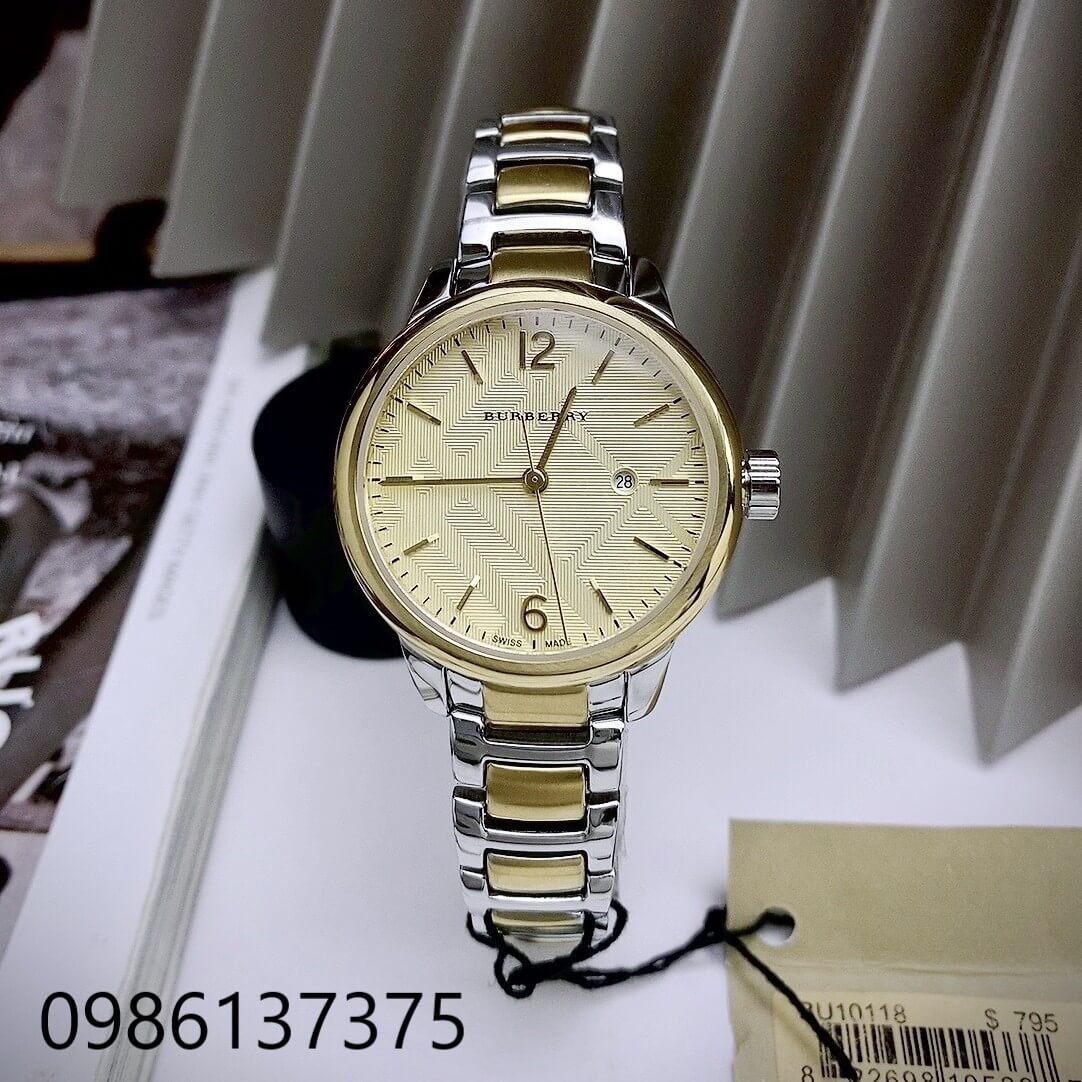 Đồng Hồ Nữ Burberry BU10118 Máy Thụy Sĩ Size 32mm - Dây Demi Vàng Mặt Vàng