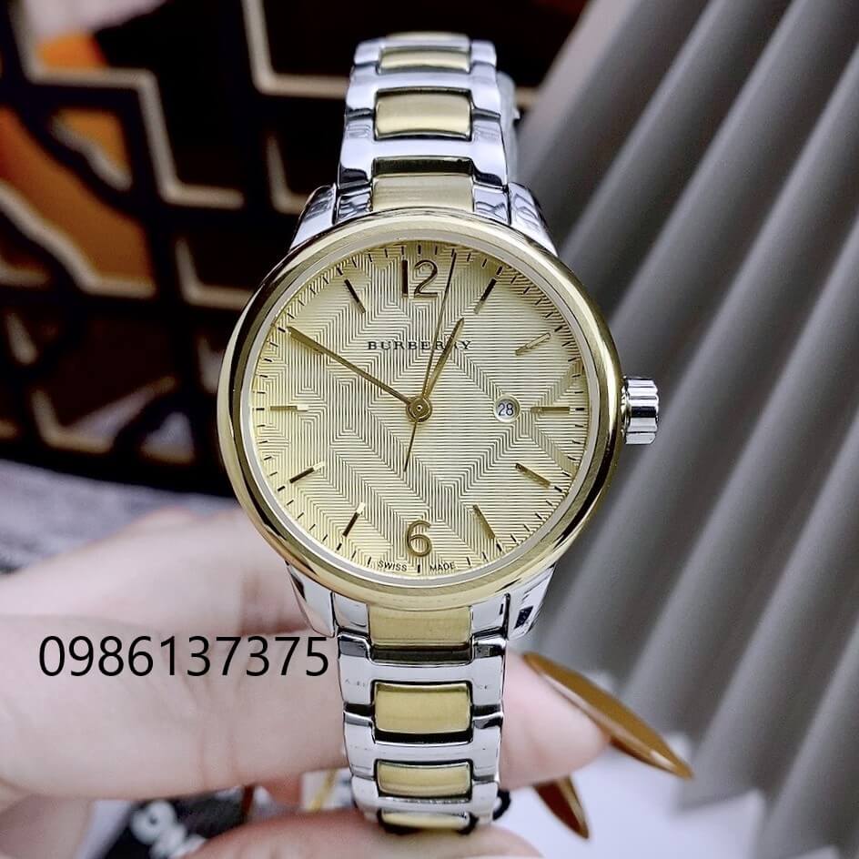 Đồng Hồ Nữ Burberry BU10118 Máy Thụy Sĩ Size 32mm - Dây Demi Vàng Mặt Vàng