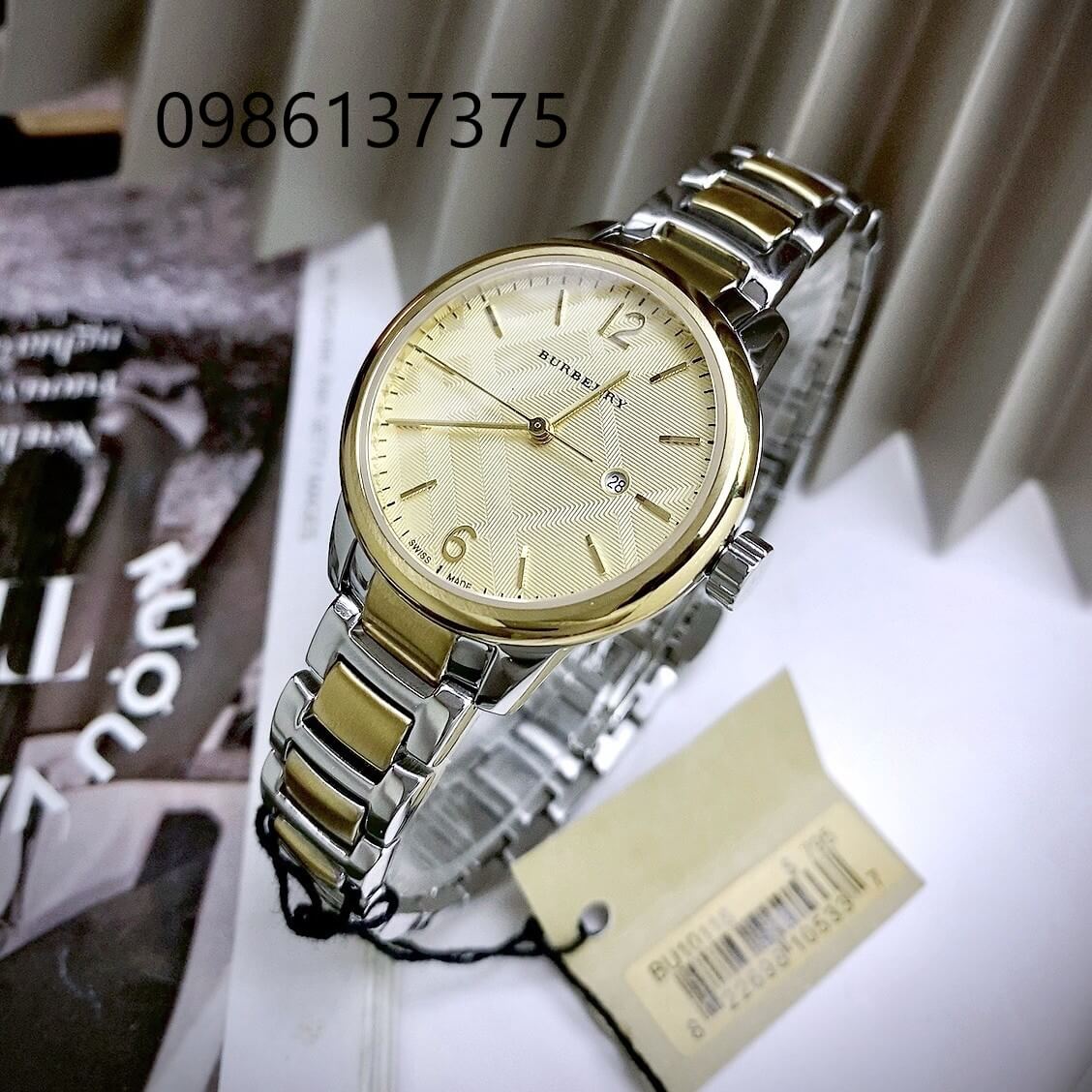 Đồng Hồ Nữ Burberry BU10118 Máy Thụy Sĩ Size 32mm - Dây Demi Vàng Mặt Vàng