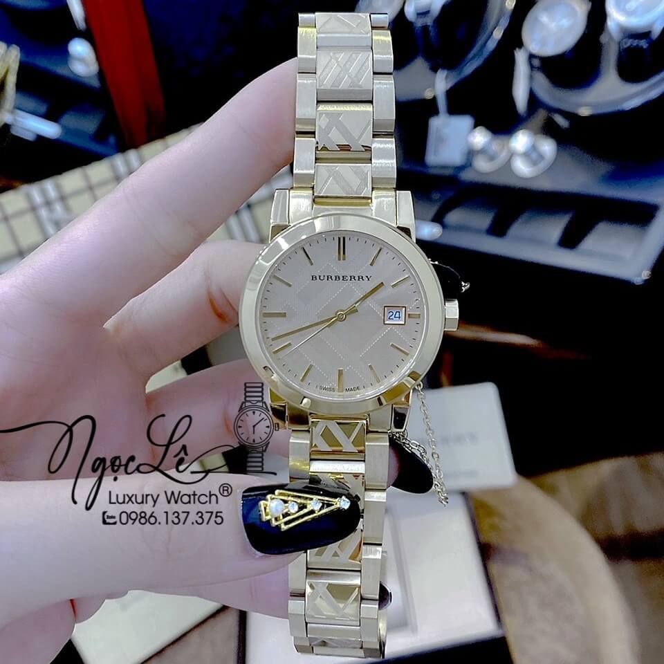 Đồng Hồ Nữ Burberry BU9145 Dây Kim Loại Vàng Gold Máy Thụy Sĩ - Size 34mm (Gold)