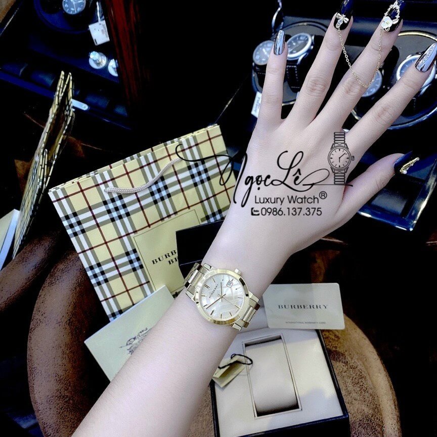 Đồng Hồ Nữ Burberry BU9145 Dây Kim Loại Vàng Gold Máy Thụy Sĩ - Size 34mm (Gold)