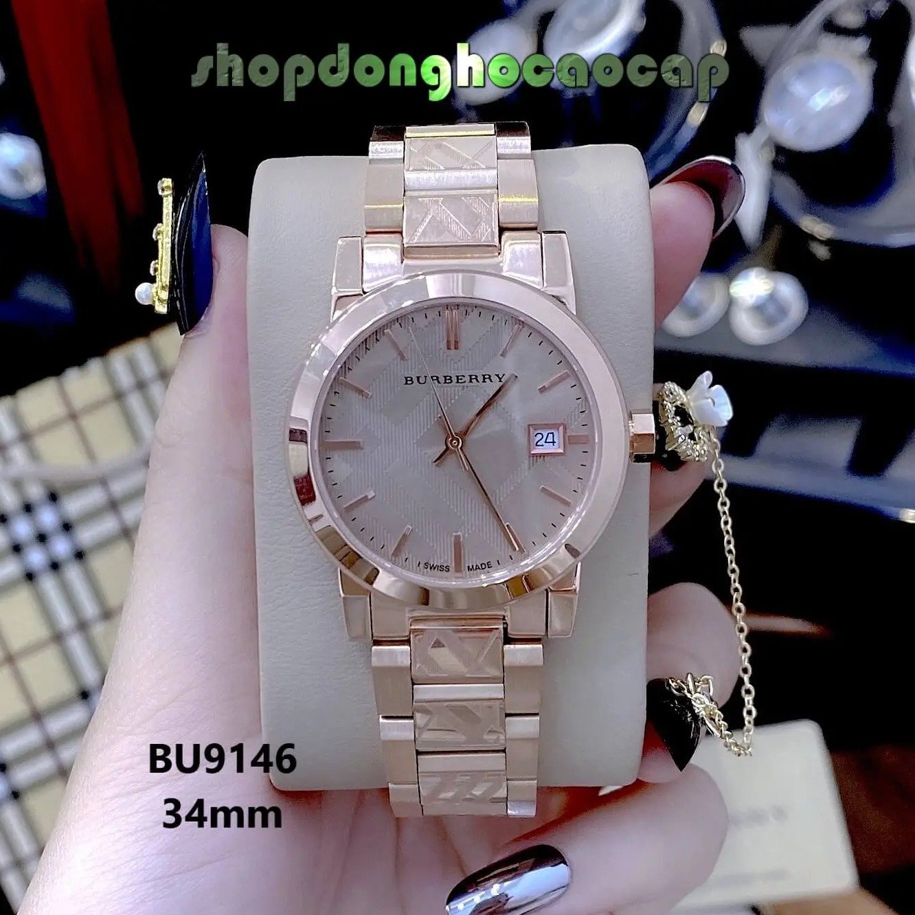 Đồng Hồ Nữ Burberry BU9146 Dây Kim Loại Vàng Hồng Máy Thụy Sĩ - Size 34mm (Rose Gold)