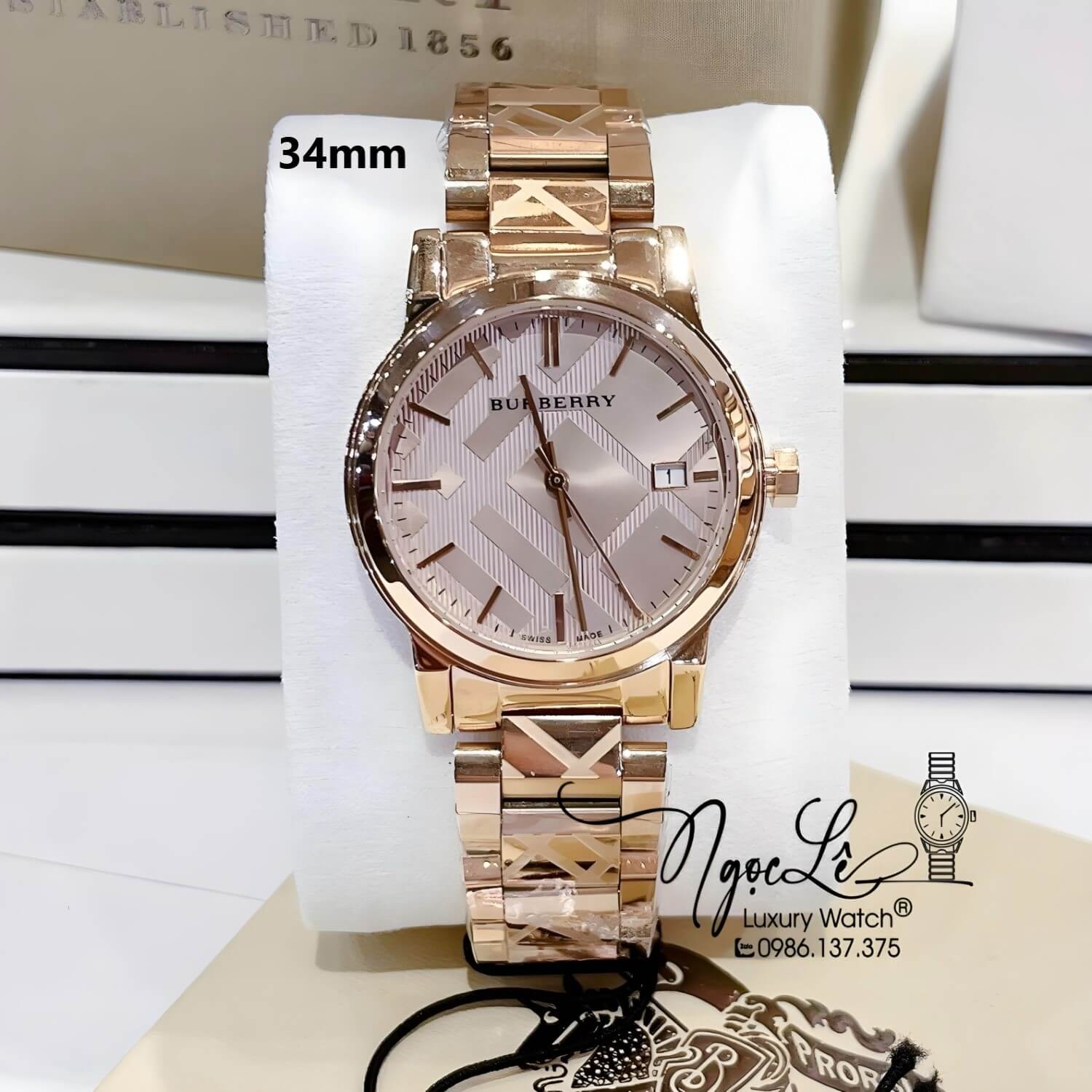 Đồng Hồ Nữ Burberry BU9146 The City Dây Kim Loại Rose Gold Size 34mm