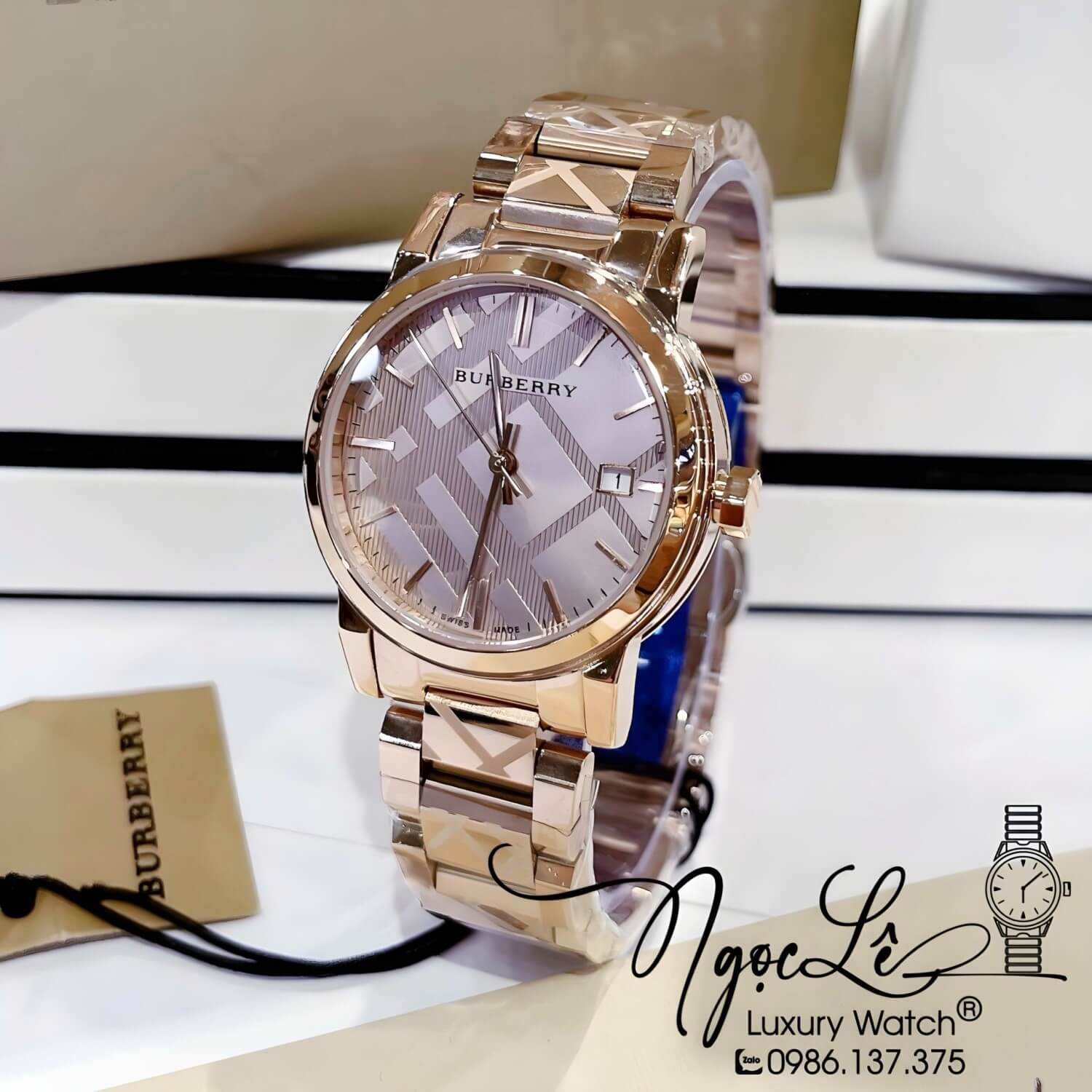 Đồng Hồ Nữ Burberry BU9146 The City Dây Kim Loại Rose Gold Size 34mm