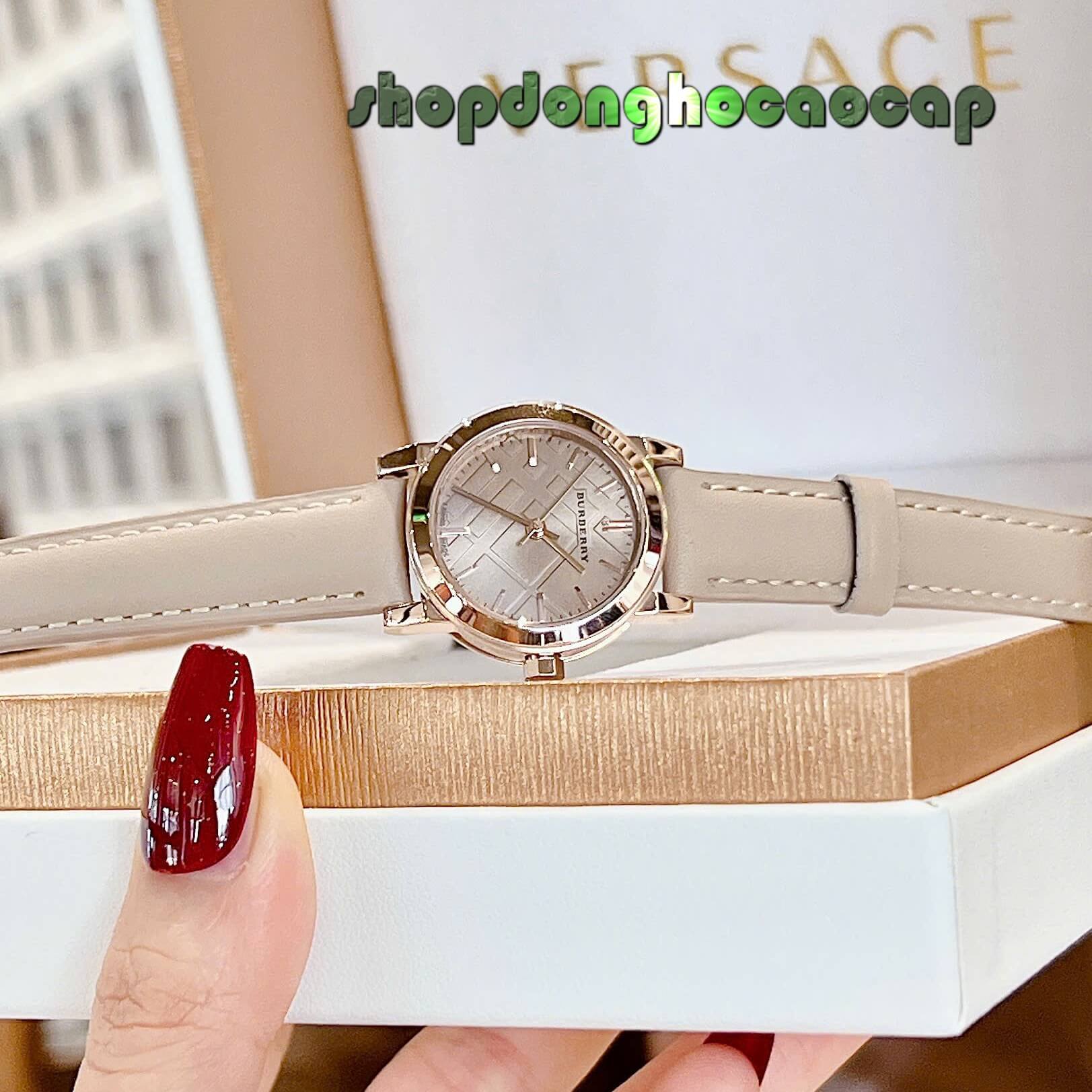 Đồng Hồ Nữ Burberry BU9210 Dây Da Màu Be Vỏ Rose Máy Thụy Sĩ Quartz Size 26mm