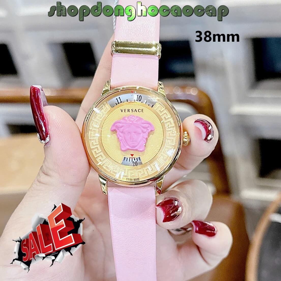 Đồng Hồ Nữ Versace Medusa Icon Dây Da Hồng Size 38mm – Máy Pin Japan | New Season 2026