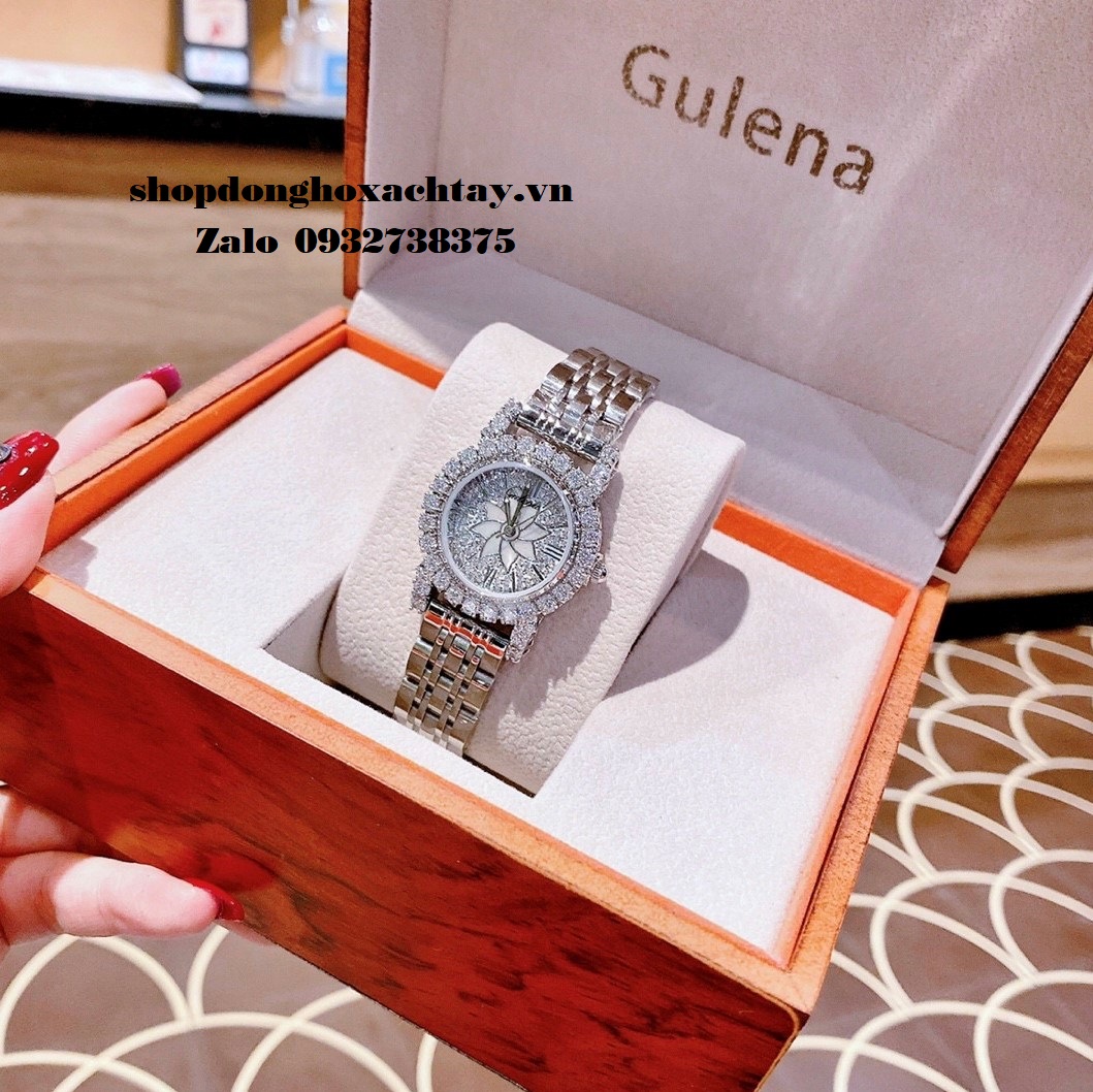 Đồng Hồ Nữ Gulena Bạc Đính Đá Chính Hãng 32mm