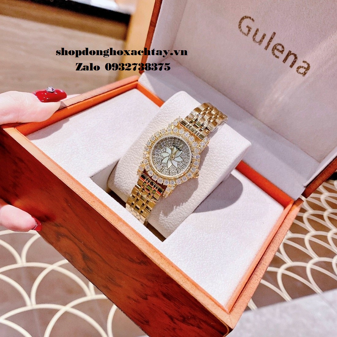 Đồng Hồ Nữ Gulena Vàng Đính Đá Chính Hãng 32mm