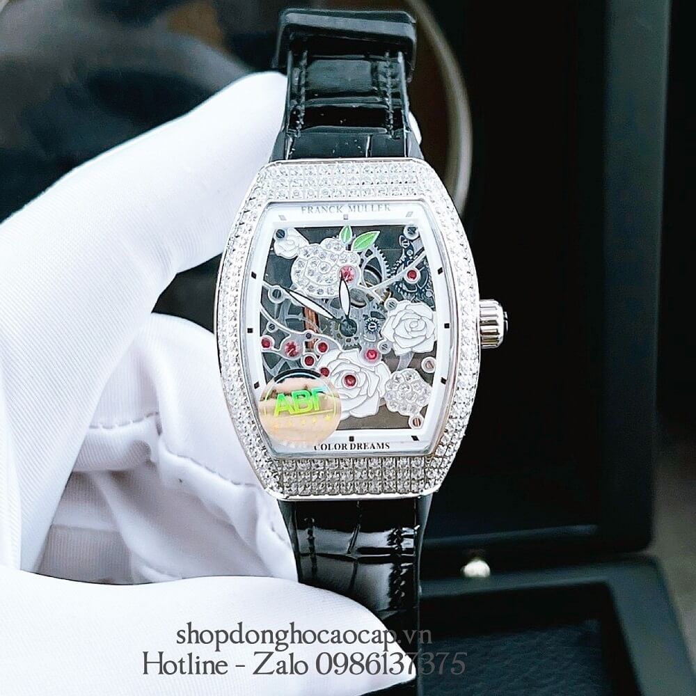 Đồng Hồ Nữ Franck Muller Bản Siêu Cấp ABF Dây Da Bọc Cao Su Đen 30x38mm