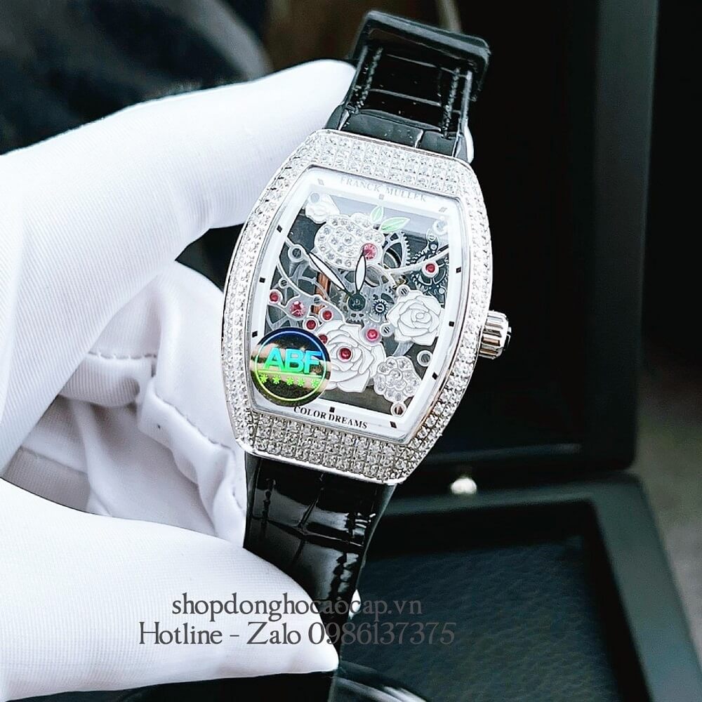 Đồng Hồ Nữ Franck Muller Bản Siêu Cấp ABF Dây Da Bọc Cao Su Đen 30x38mm