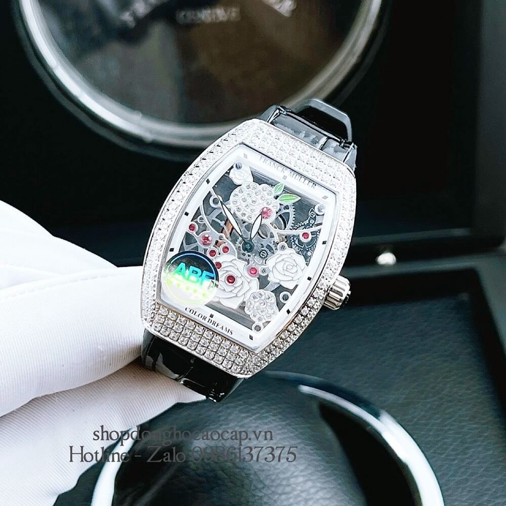 Đồng Hồ Nữ Franck Muller Bản Siêu Cấp ABF Dây Da Bọc Cao Su Đen 30x38mm