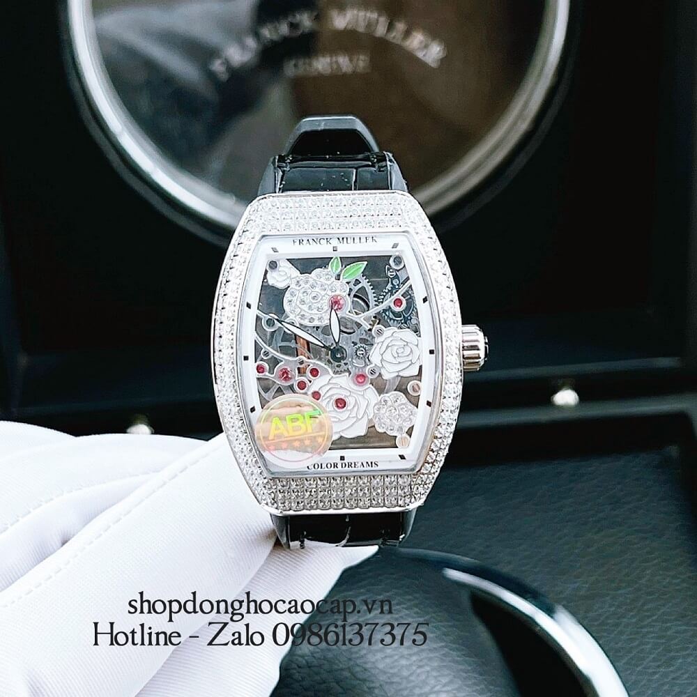 Đồng Hồ Nữ Franck Muller Bản Siêu Cấp ABF Dây Da Bọc Cao Su Đen 30x38mm