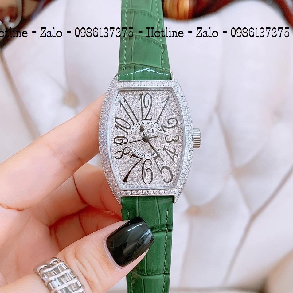 Đồng Hồ Nữ Franck Muller Dây Da Green Silver 34mm