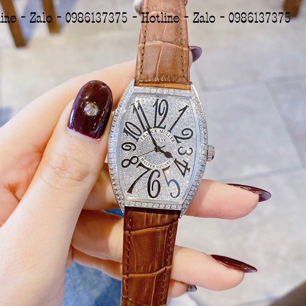 Đồng Hồ Nữ Franck Muller Dây Da Nâu Silver 34mm