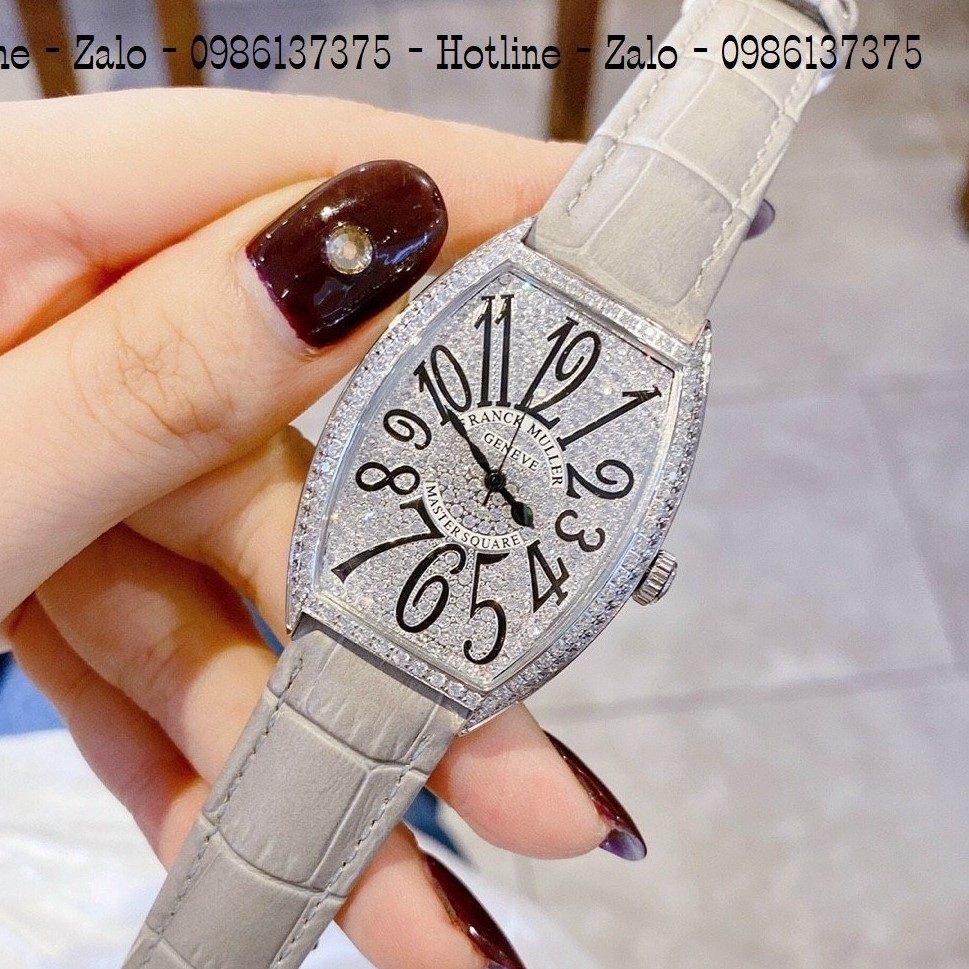 Đồng Hồ Nữ Franck Muller Dây Da Xám Silver 34mm