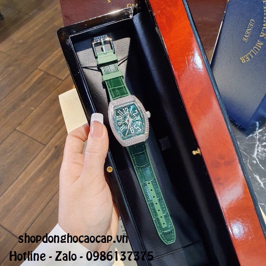 Đồng Hồ Nữ Franck Muller V32 Silicon Green Đính Đá