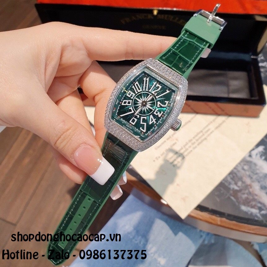 Đồng Hồ Nữ Franck Muller V32 Silicon Green Đính Đá