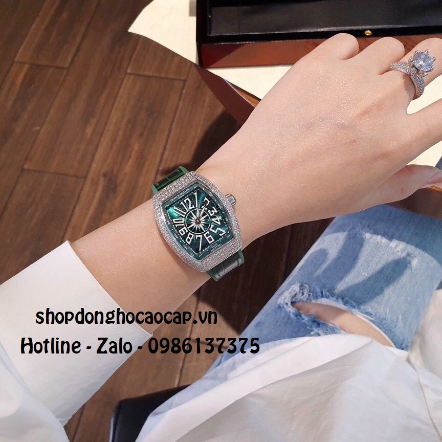 Đồng Hồ Nữ Franck Muller V32 Silicon Green Đính Đá