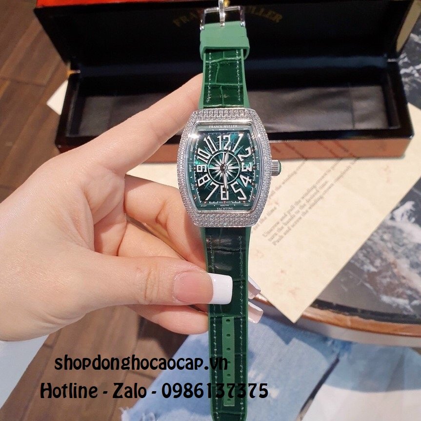 Đồng Hồ Nữ Franck Muller V32 Silicon Green Đính Đá