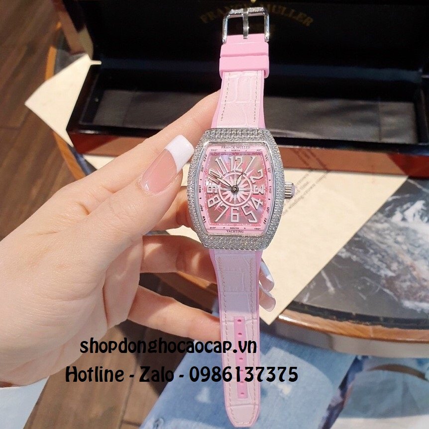 Đồng Hồ Nữ Franck Muller V32 Silicon Hồng Đính Đá
