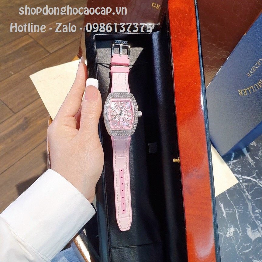 Đồng Hồ Nữ Franck Muller V32 Silicon Hồng Đính Đá