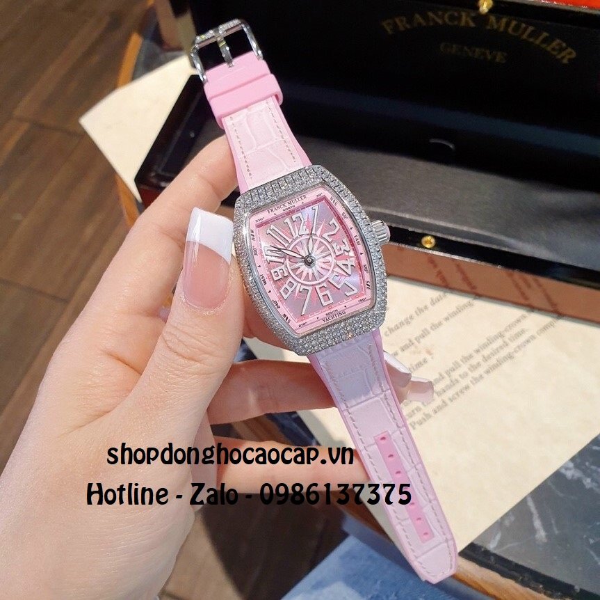 Đồng Hồ Nữ Franck Muller V32 Silicon Hồng Đính Đá