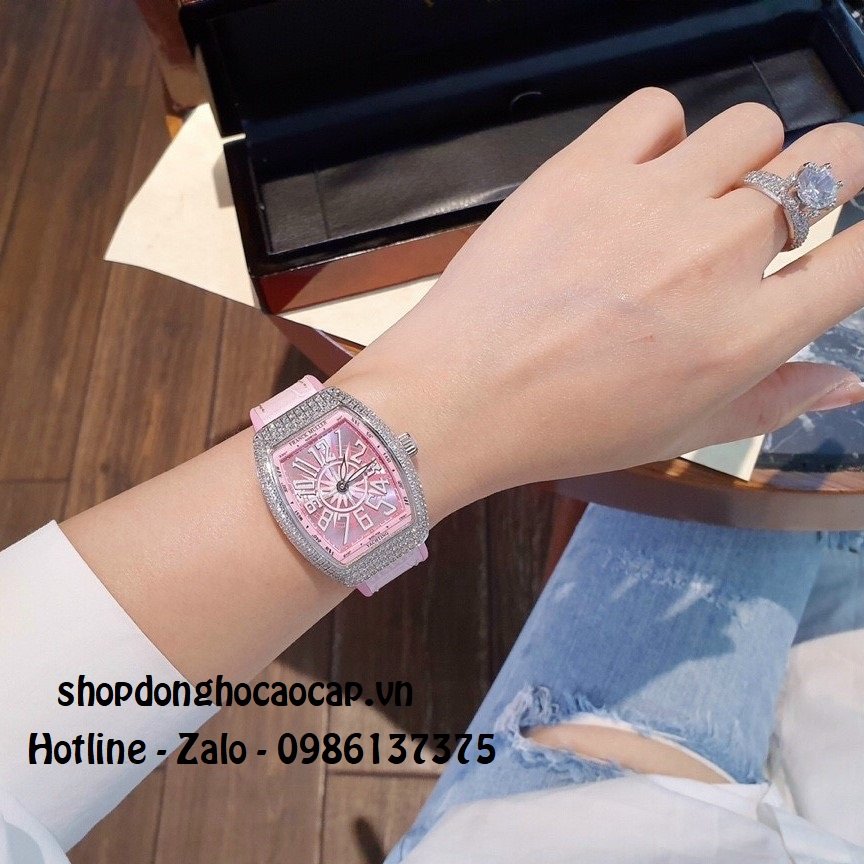 Đồng Hồ Nữ Franck Muller V32 Silicon Hồng Đính Đá