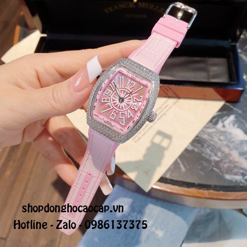 Đồng Hồ Nữ Franck Muller V32 Silicon Hồng Đính Đá