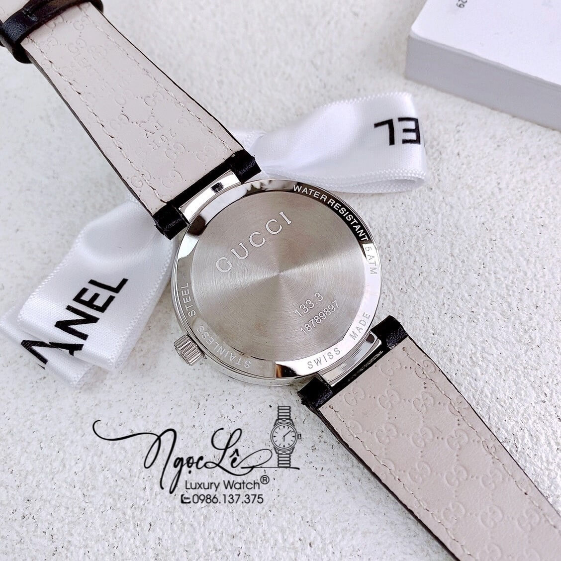 Đồng Hồ Nữ Gucci Dây Da Đen Mặt Đen Vỏ Bạc Cao Cấp Size 29mm Máy Quartz