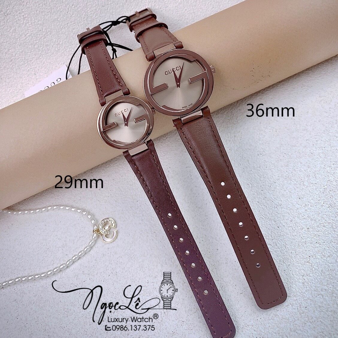 Đồng Hồ Nữ Gucci Dây Da Nâu Mặt Nâu Cao Cấp Size 36mm Máy Quartz