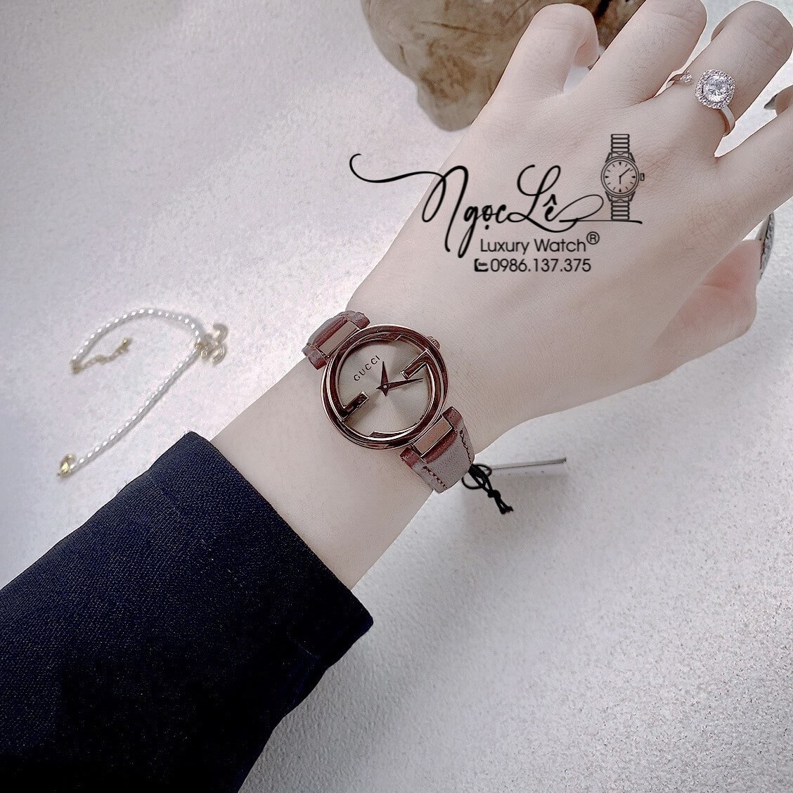 Đồng Hồ Nữ Gucci Dây Da Nâu Mặt Nâu Cao Cấp Size 29mm Máy Quartz