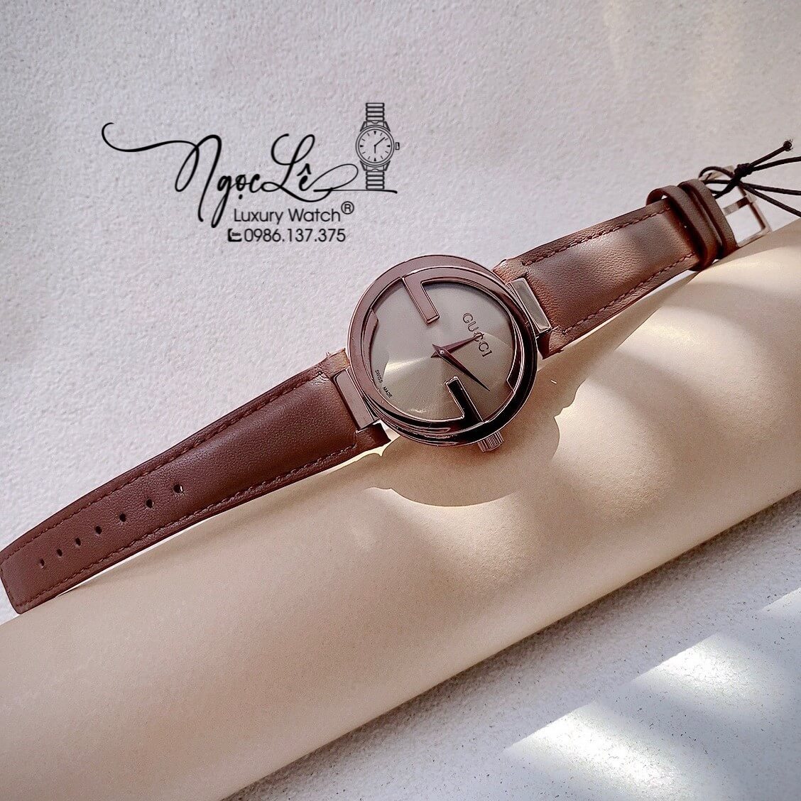 Đồng Hồ Nữ Gucci Dây Da Nâu Mặt Nâu Cao Cấp Size 36mm Máy Quartz