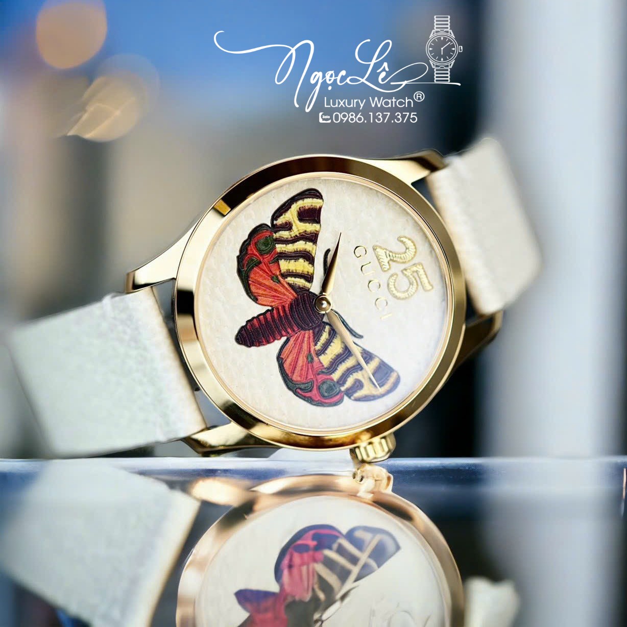 Đồng Hồ Nữ Gucci G-Timeless Butterfly Dây Da Màu Nude Size 38mm