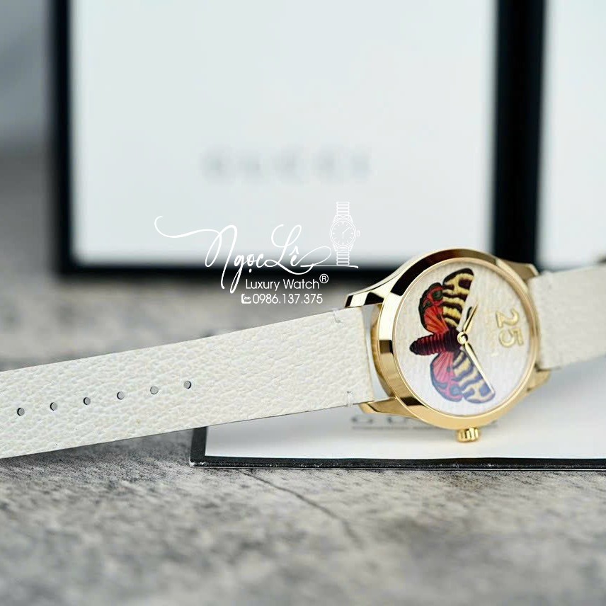 Đồng Hồ Nữ Gucci G-Timeless Butterfly Dây Da Màu Nude Size 38mm