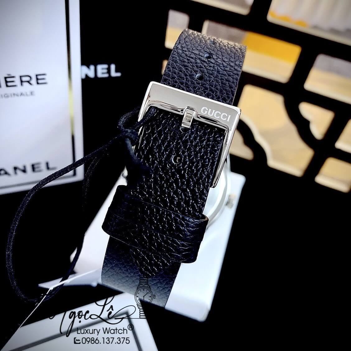 Đồng Hồ Gucci G-Timeless Dây Da Đen Máy Thụy Sỹ Họa Tiết Ong 3D 38mm YA1264067
