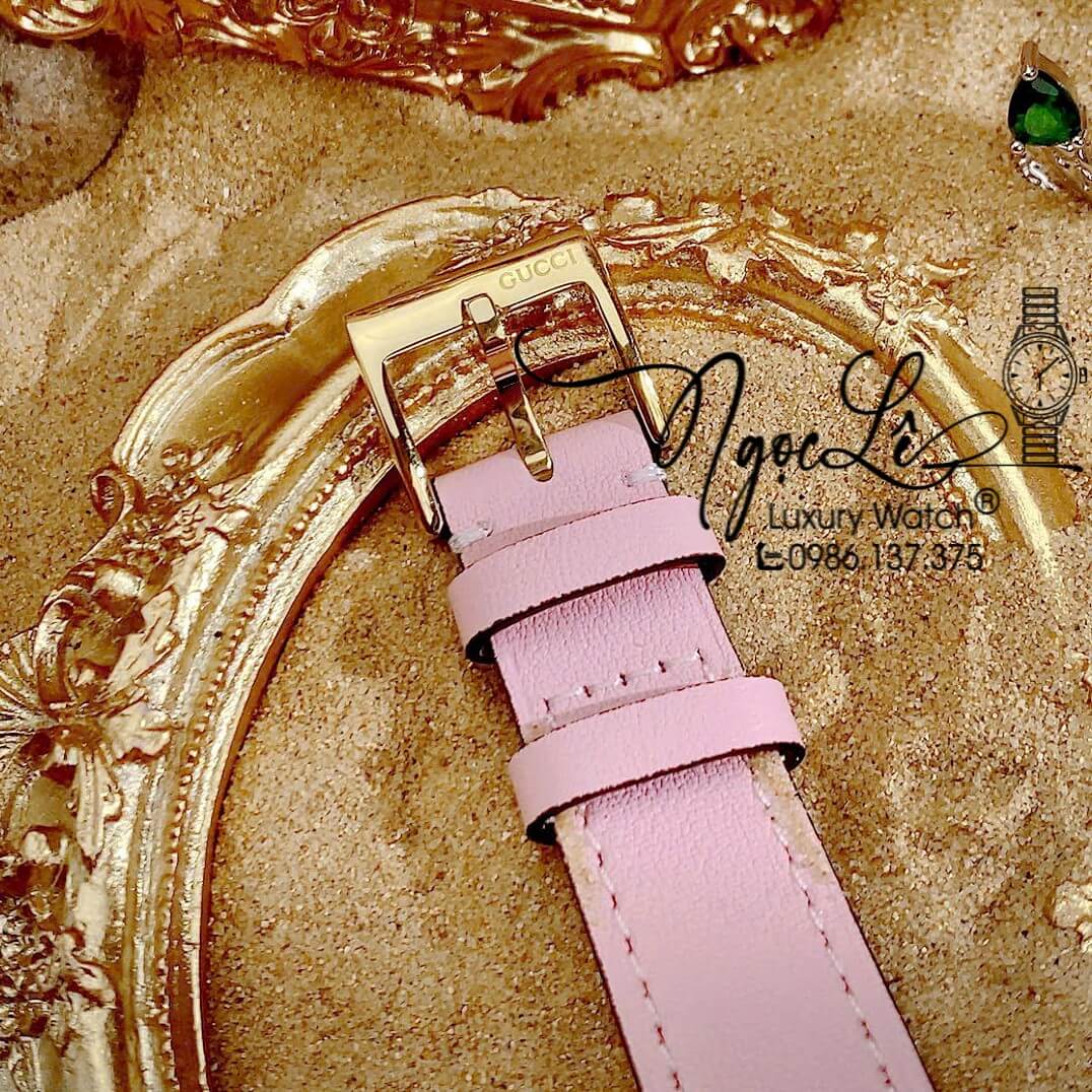 Đồng Hồ Nữ Gucci G-Timeless Dây Da Hồng Mặt Ong Size 36mm