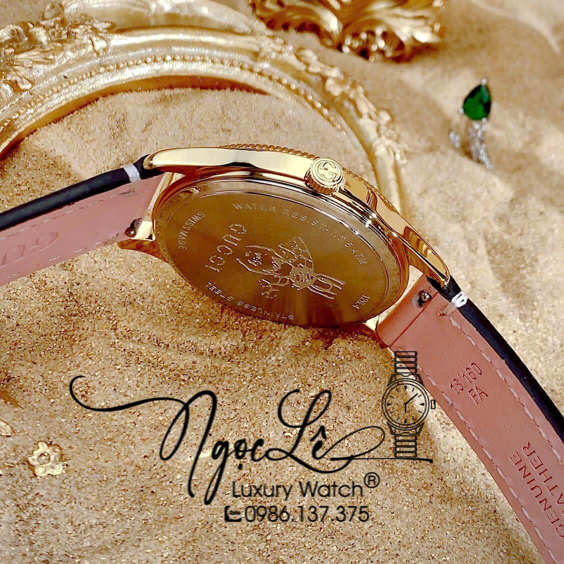 Đồng Hồ Nữ Gucci G-Timeless Dây Da Hồng Mặt Ong Size 36mm
