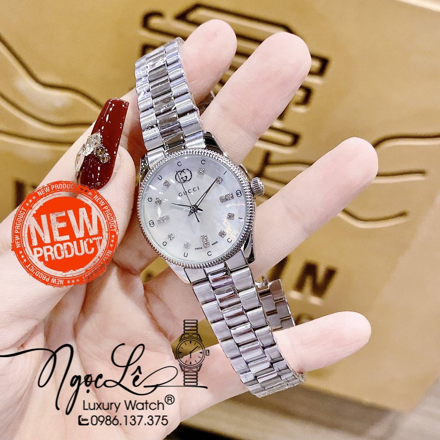Đồng Hồ Nữ Gucci G-Timeless YA1265064 Dây Kim Loại Bạc Mặt Trắng Size 29mm